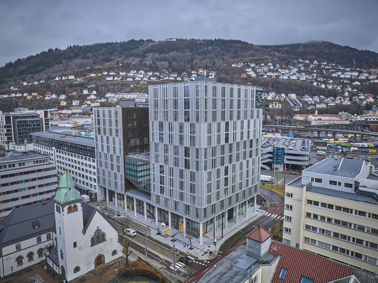 Fylkeshuset i Bergen, bilete tatt med drone 